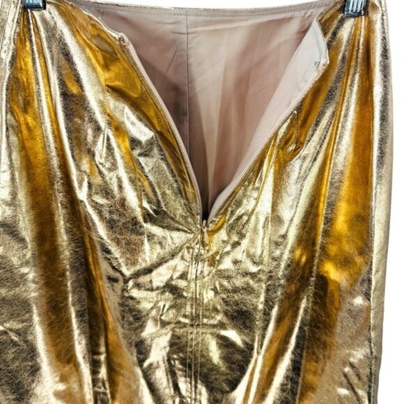 Tuckernuck x India Hicks NEW Gold Metallic London A Line Midi Skirt Size 2 - Picture 7 of 9